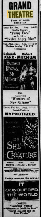 Washington Theatre - 07 Aug 1957 Ad (newer photo)